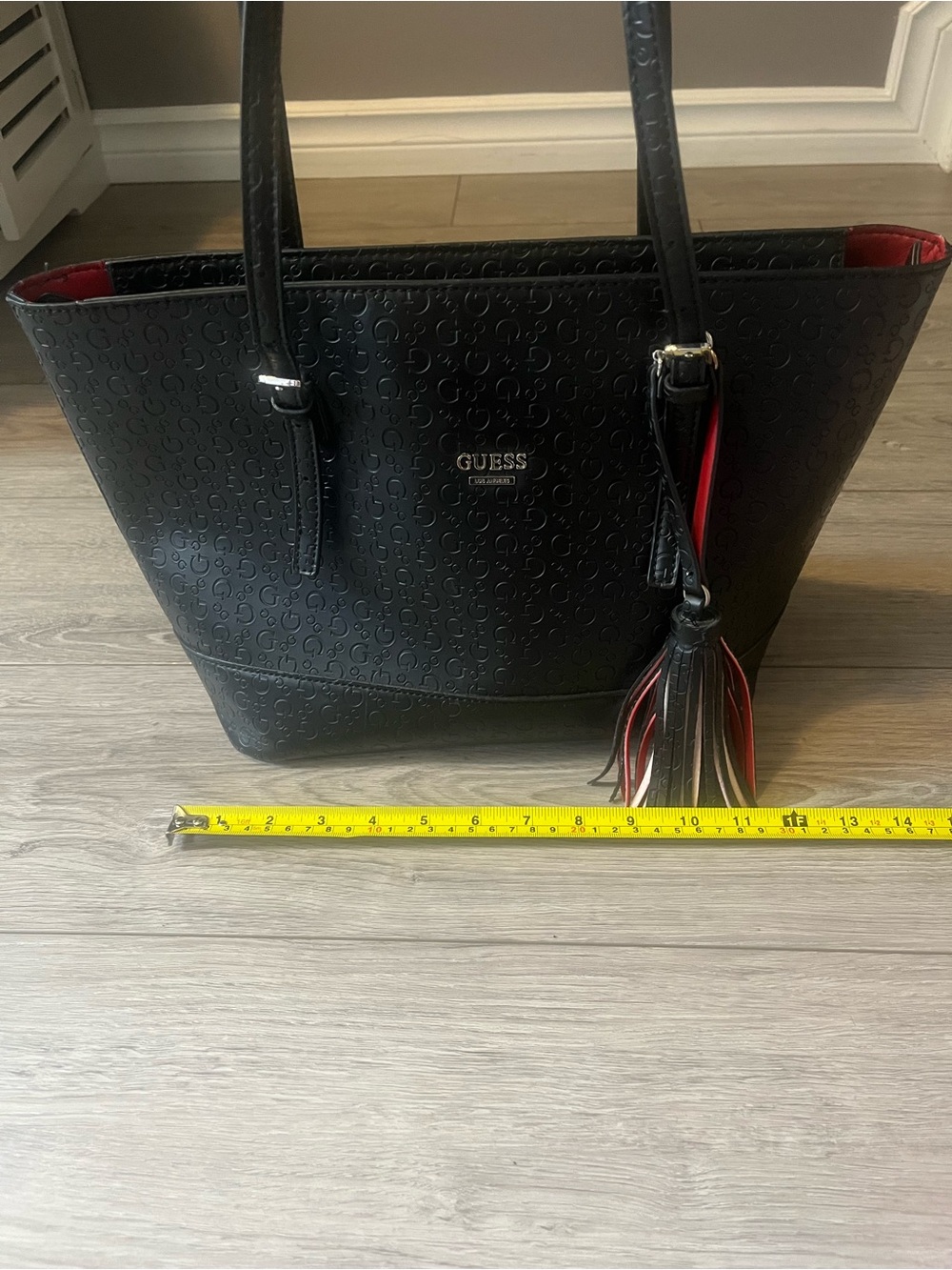 GUESS Black Tote Bag with Red Accent - Picture 4 of 16
